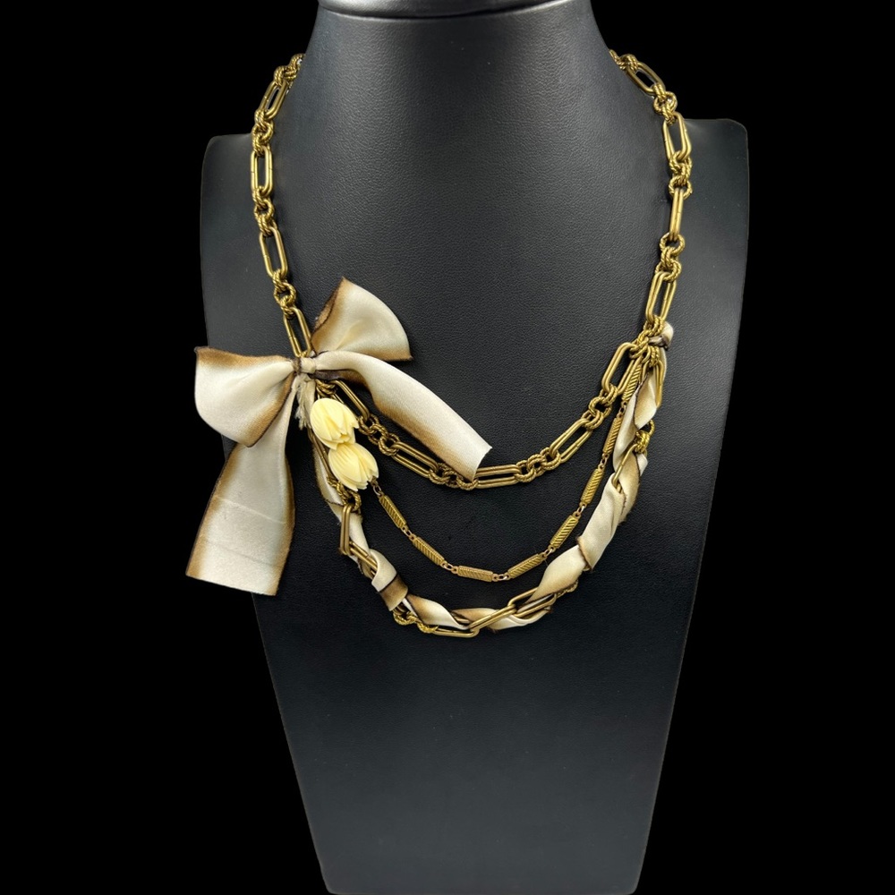 Loft Gold Tone Ribbon and Flower Necklace - Picture 12 of 12